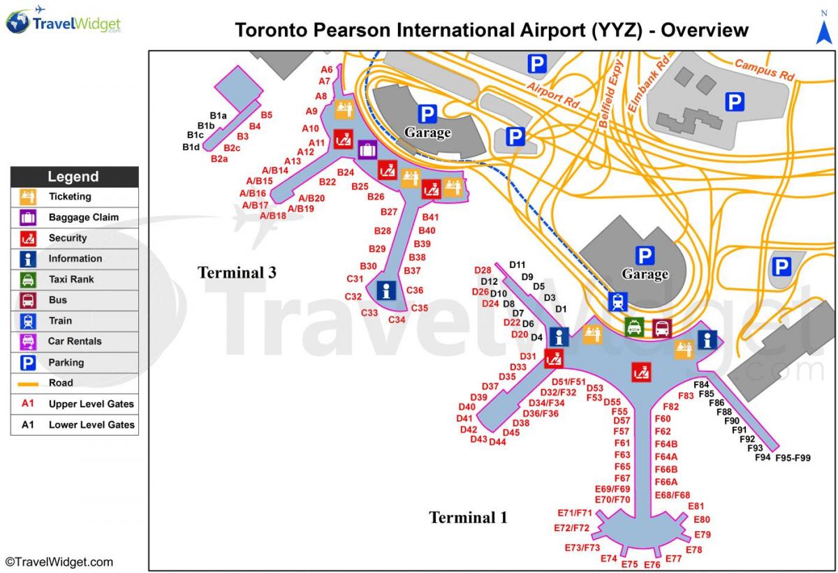 Harta de aeroportul internațional Toronto Pearson