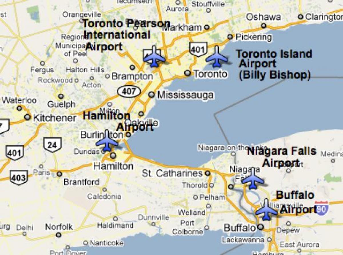 Harta Aeroporturi in apropiere de Toronto