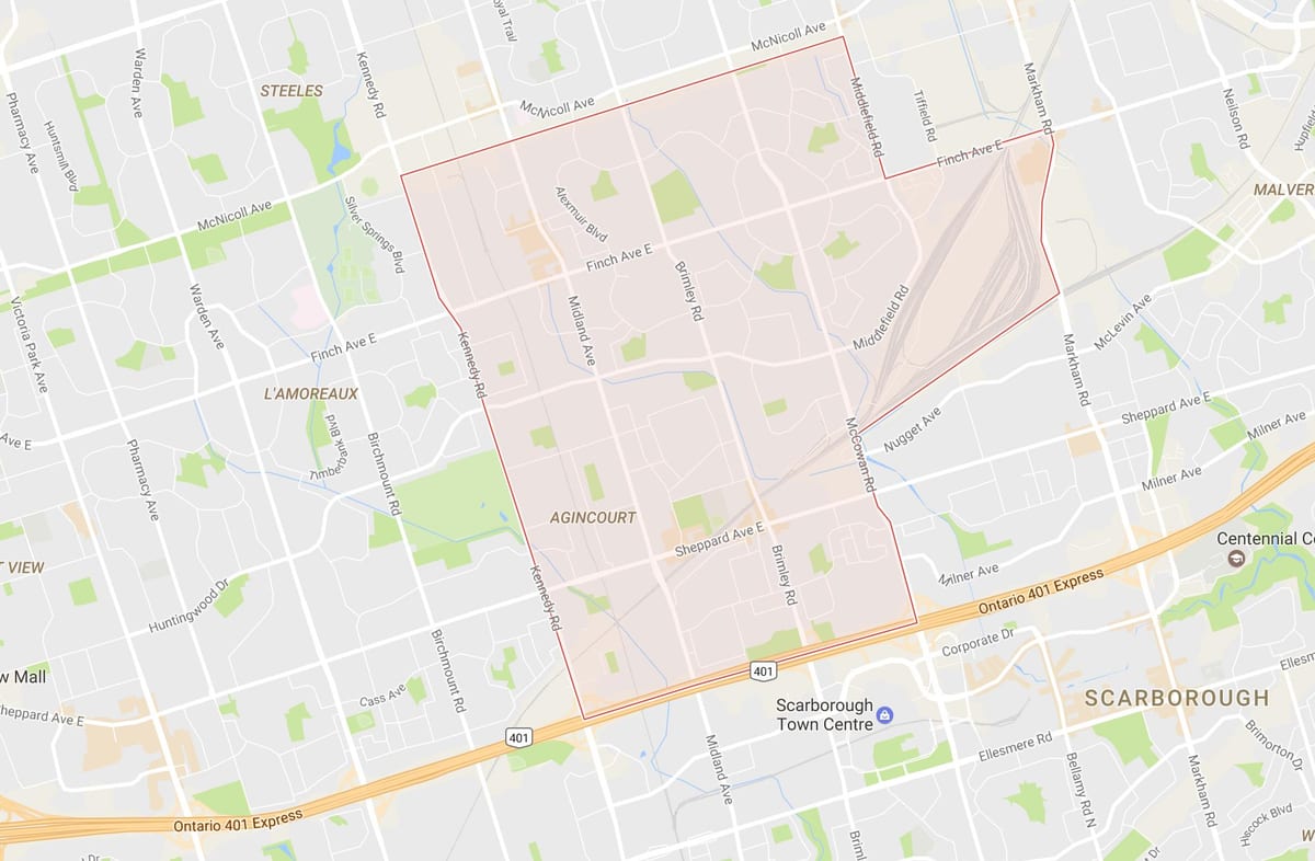 Harta de la Agincourt vecinătate Toronto
