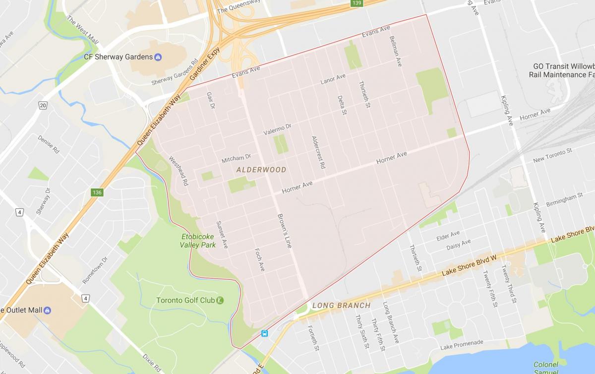 Harta Alderwood Parkview vecinătate Toronto