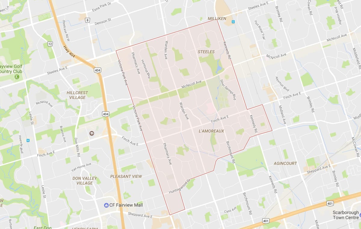 Harta de L'Amoreaux vecinătate Toronto