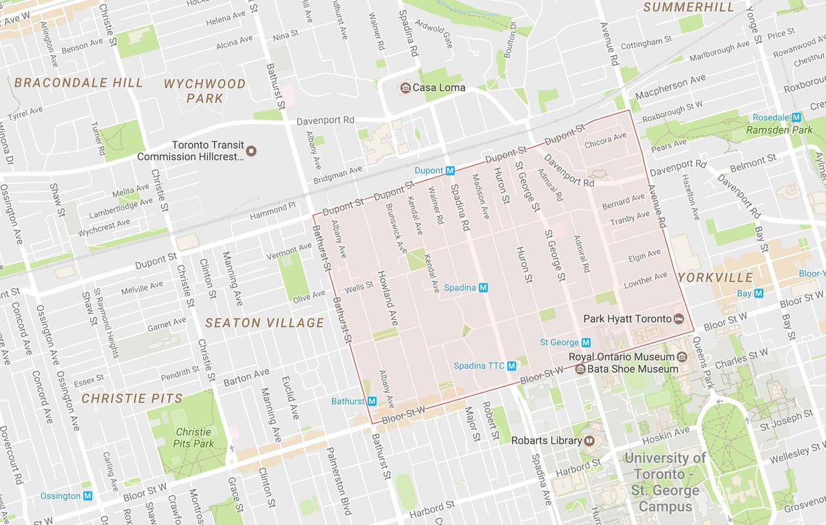 Harta din Anexa vecinătate Toronto