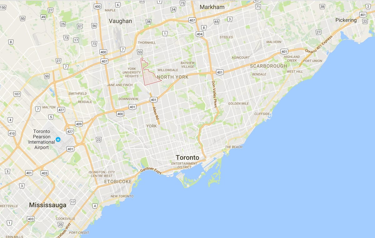 Harta Bathurst Manor district Toronto