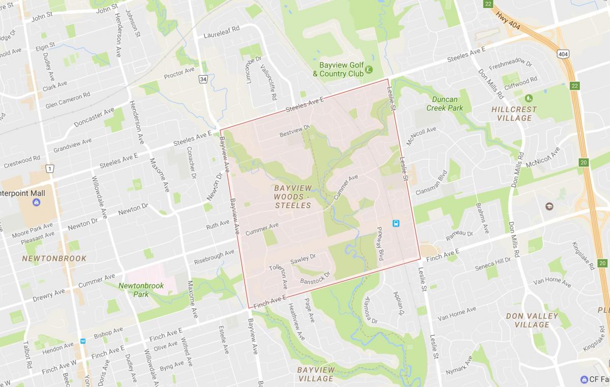 Harta Bayview Pădure – Steeles vecinătate Toronto