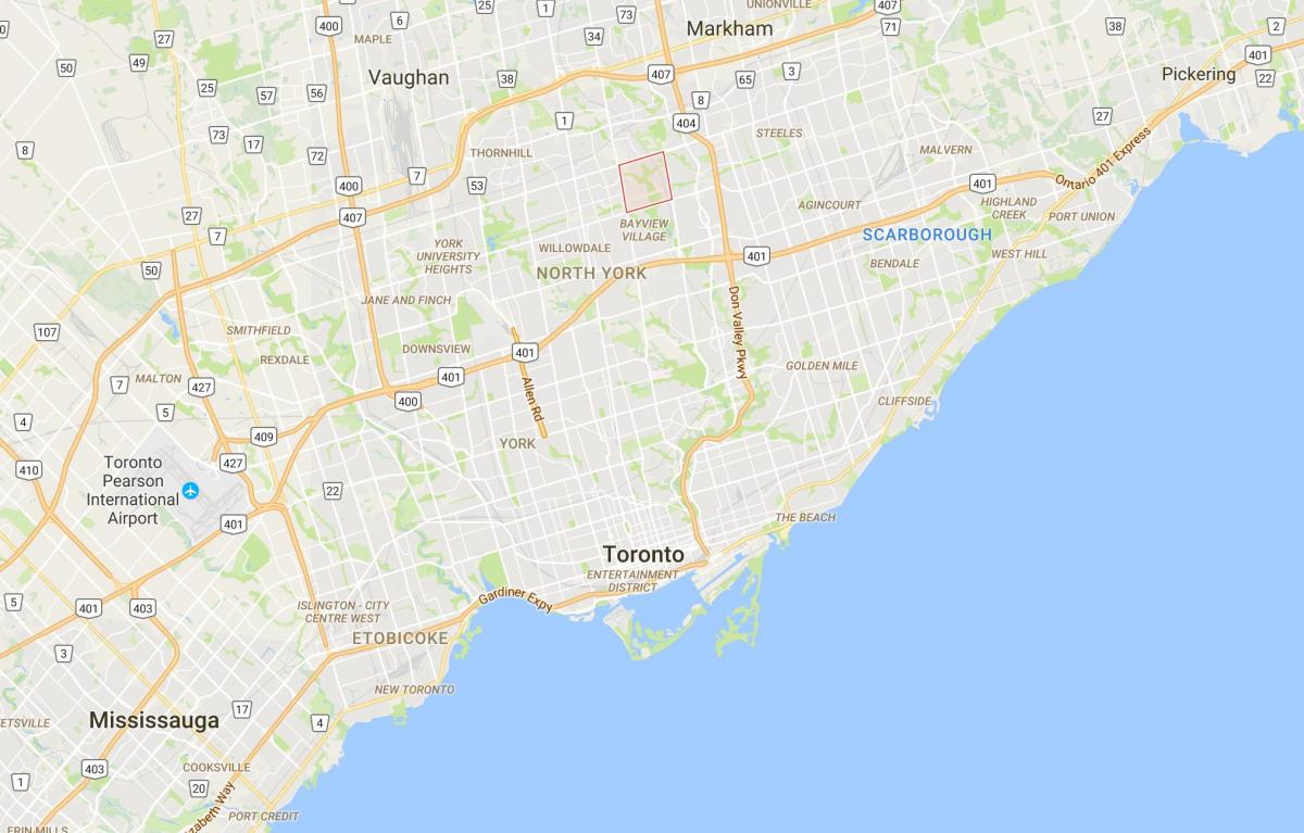 Harta Bayview Pădure – Steeles district Toronto