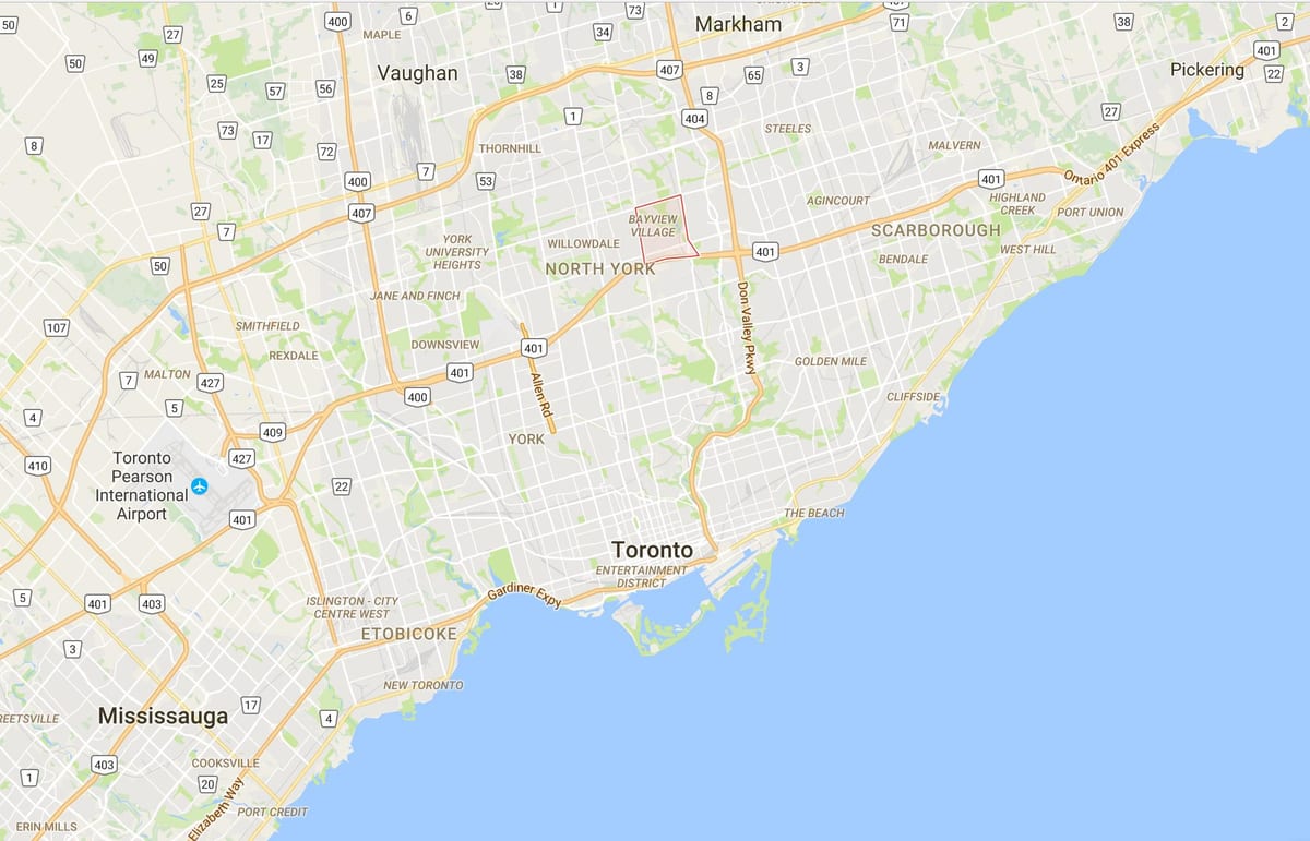 Harta Bayview Satul districtul Toronto