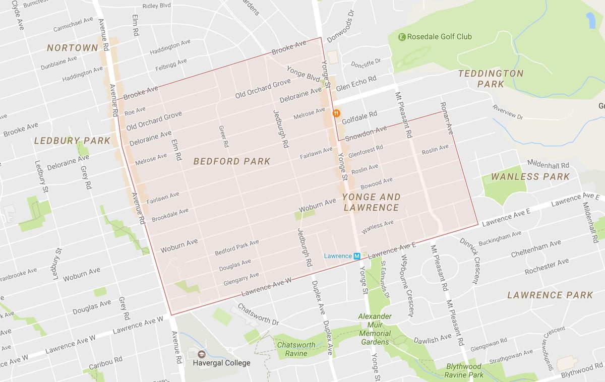 Harta Bedford Park vecinătate Toronto