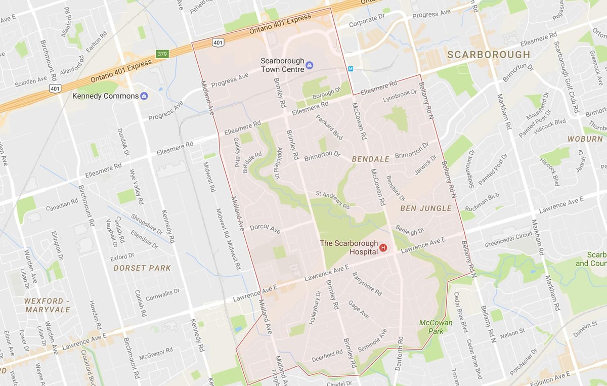 Harta Bendale vecinătate Toronto