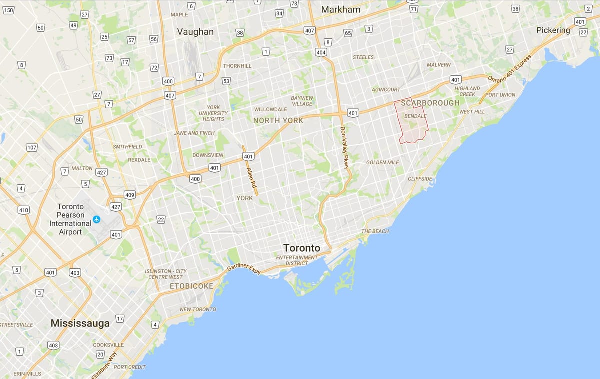 Harta Bendale district Toronto