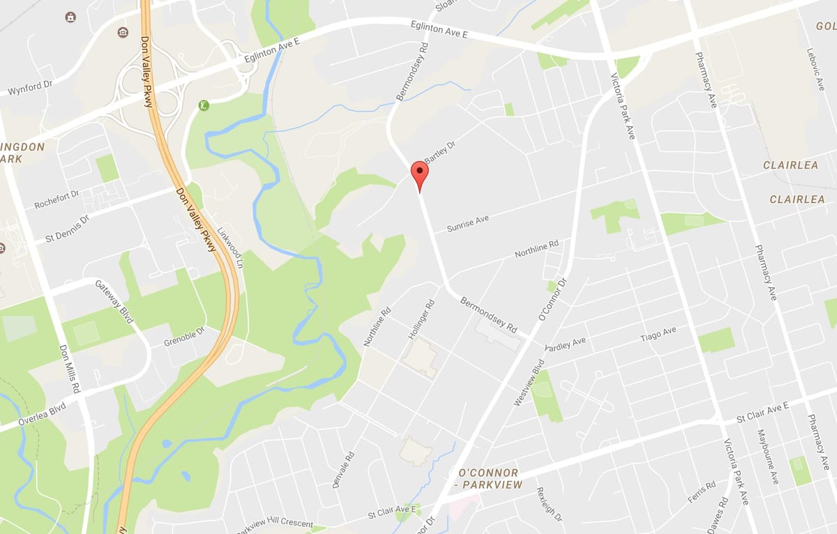 Harta cartierul Bermondsey din Toronto