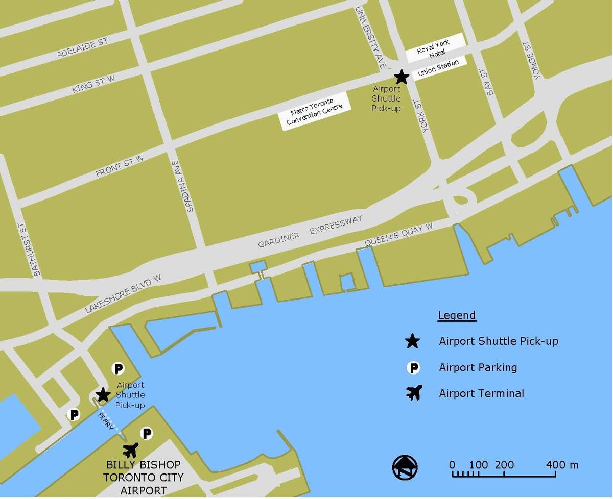 Harta Billy Bishop airport parcare