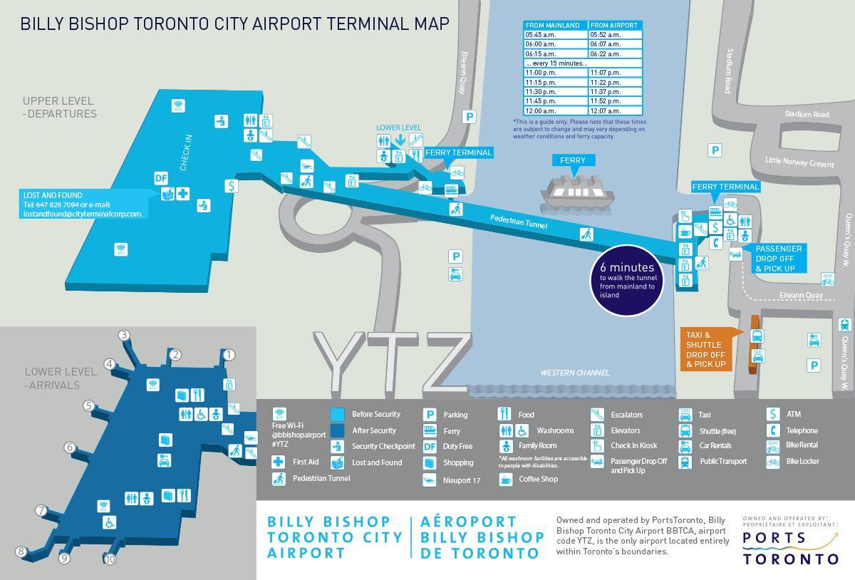 Harta Billy Bishop Toronto city aeroport