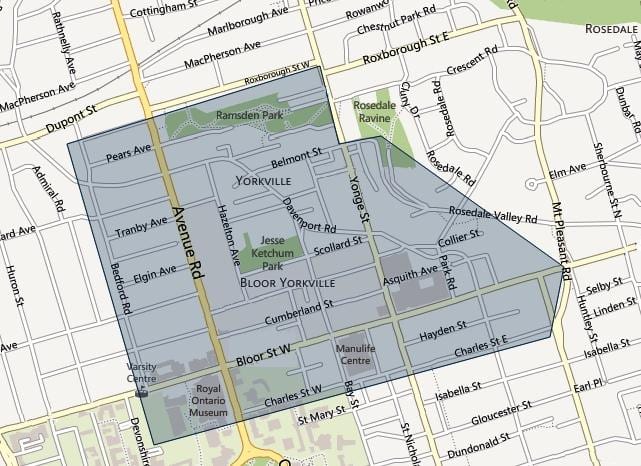 Harta Bloor Yorkville