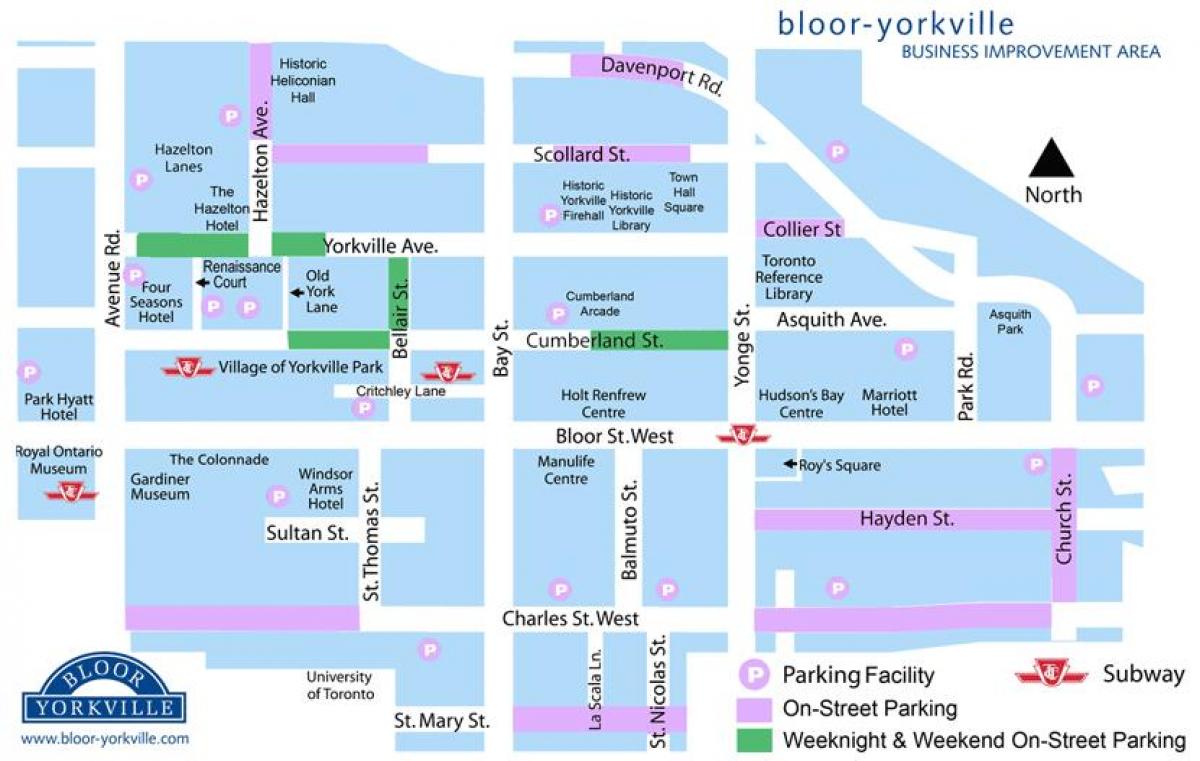 Harta Bloor Yorkville parcare