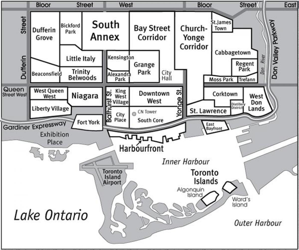 Harta de Cartier Sud de Bază Toronto