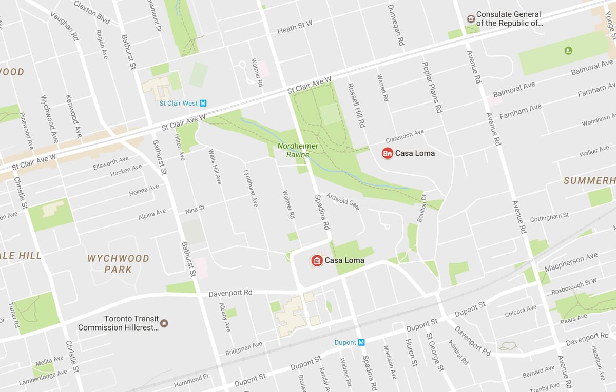 Harta de Casa Loma de vecinătate Toronto