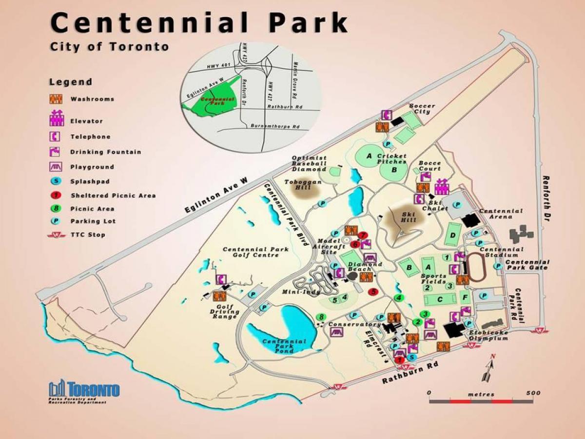 Harta Centennial Park cu efect de Seră Toronto