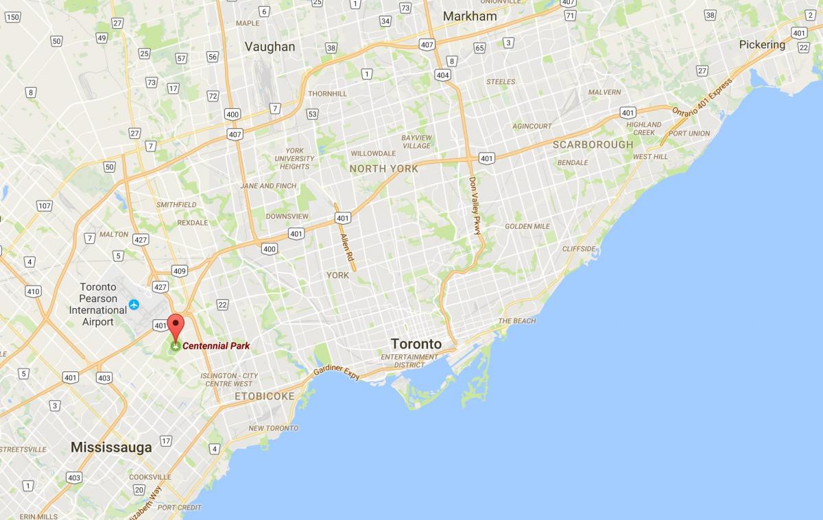 Harta Centennial Park district Toronto