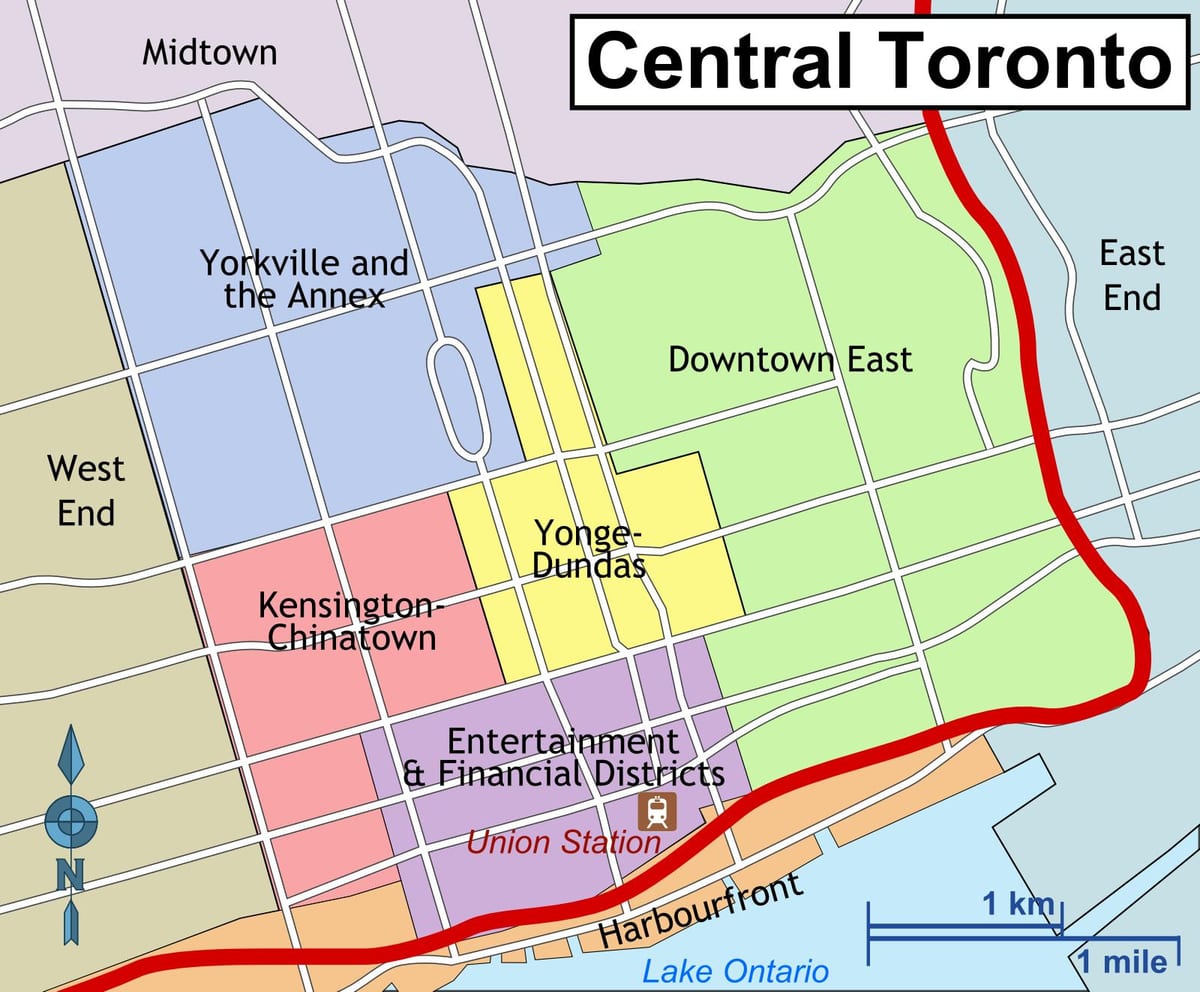 Hartă din Centrul Toronto