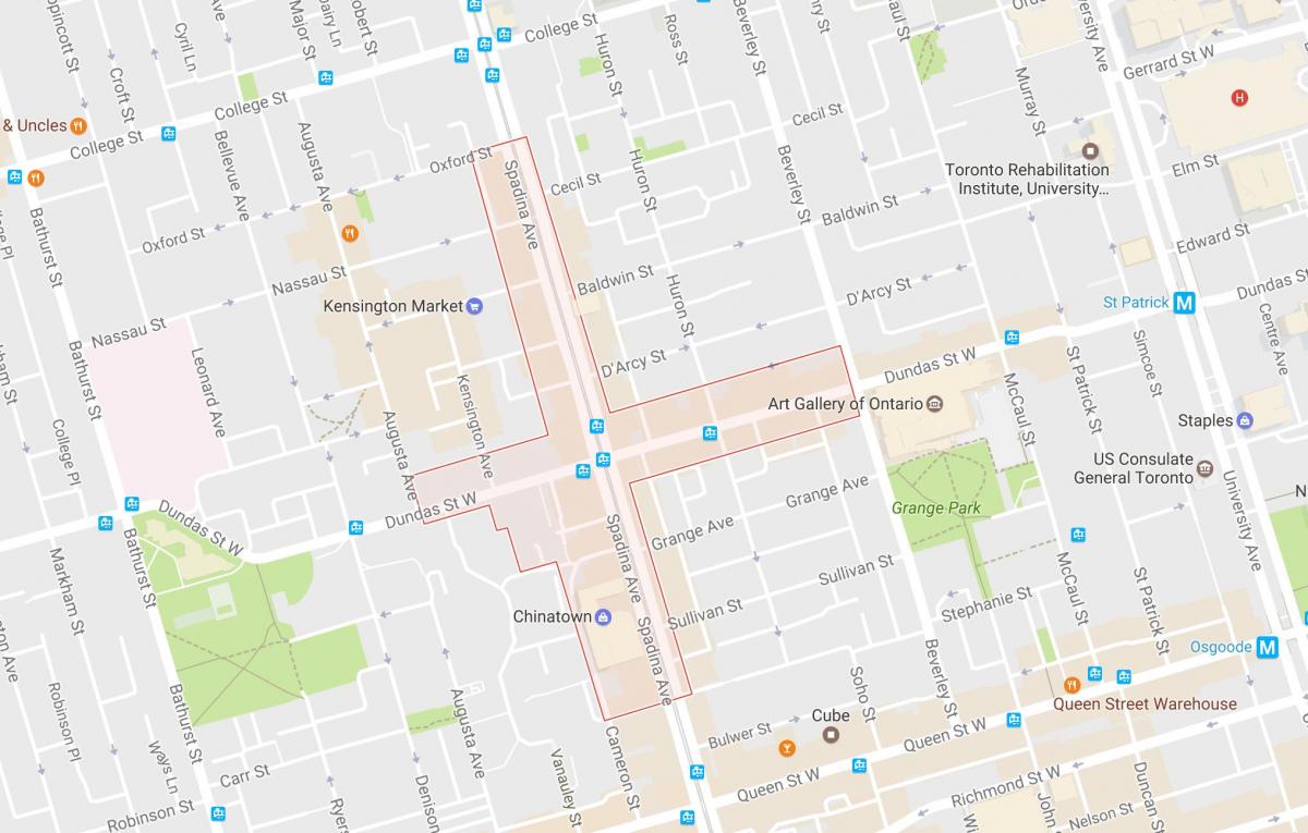 Harta Chinatown, cartierul Toronto