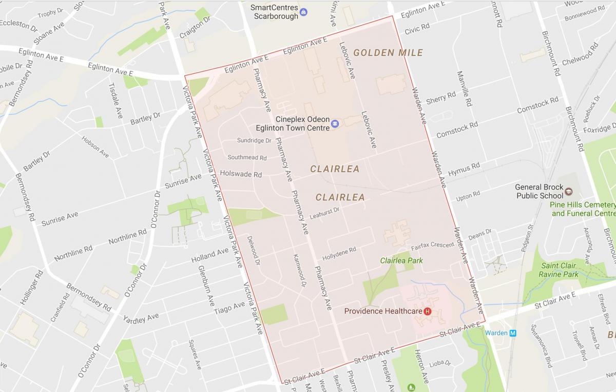 Harta Clairlea vecinătate Toronto