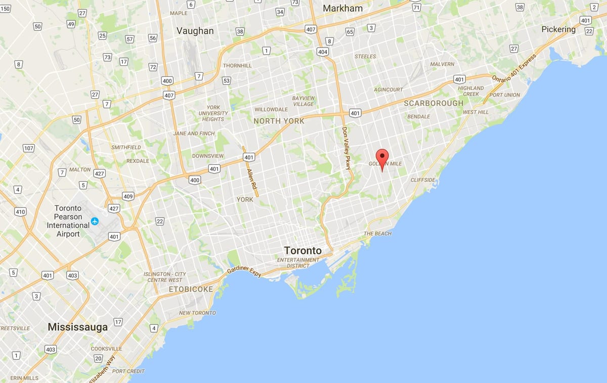 Harta Clairlea district Toronto