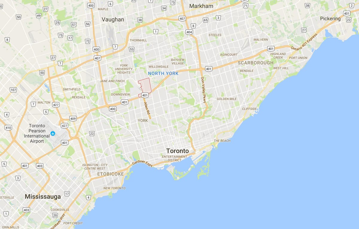 Harta Clanton Park district Toronto