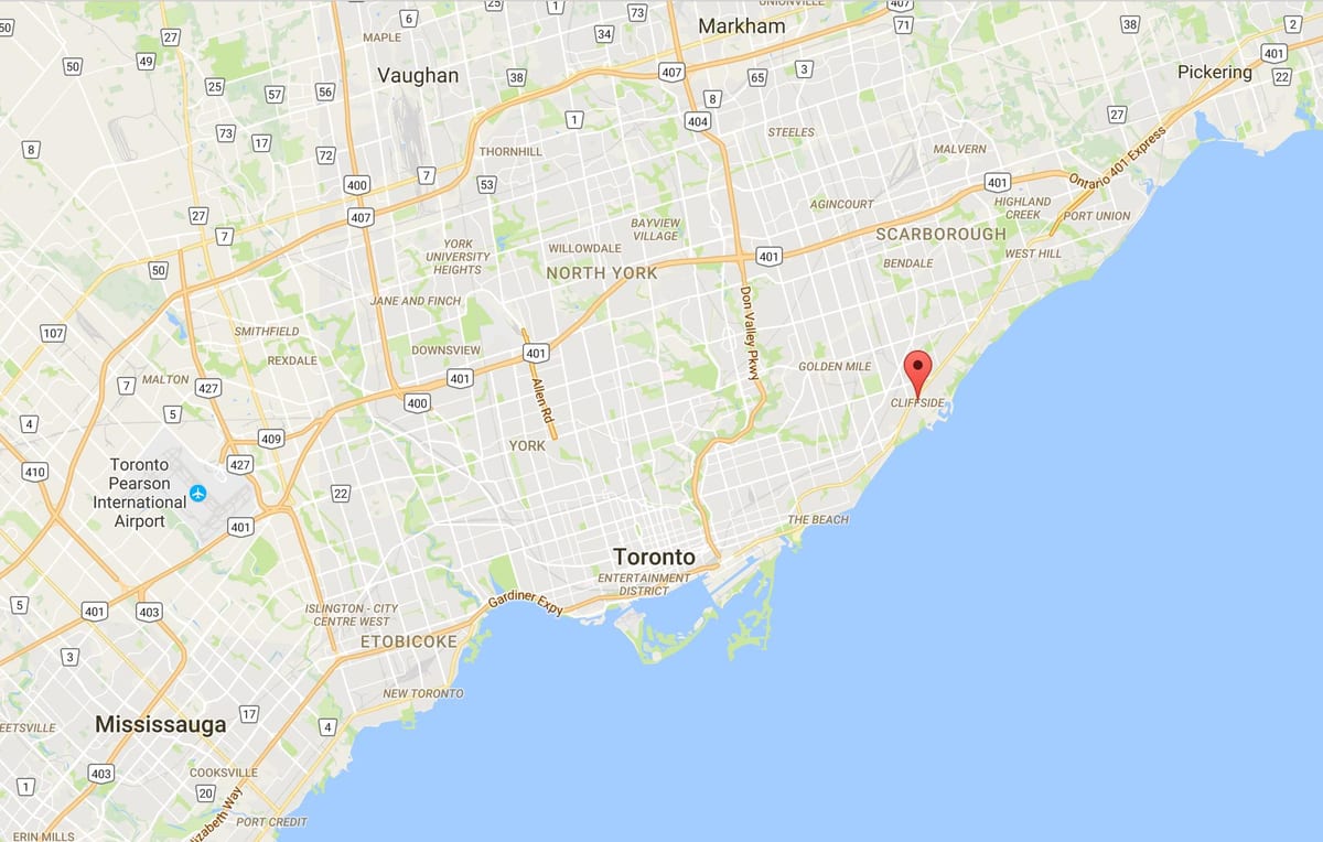 Harta Cliffside district Toronto