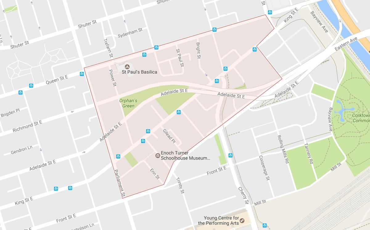 Harta Corktown vecinătate Toronto