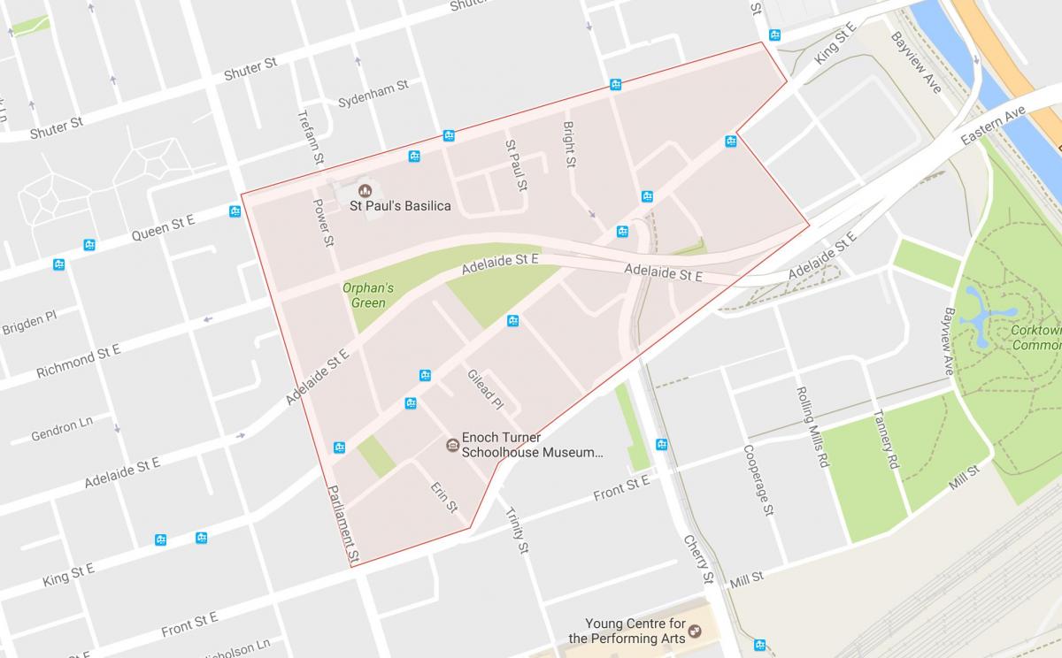 Harta Corktown vecinătate Toronto