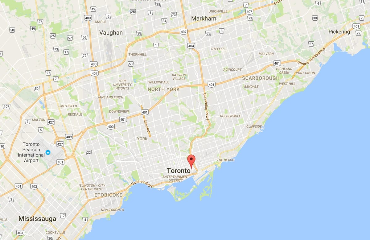 Harta Corktown district Toronto