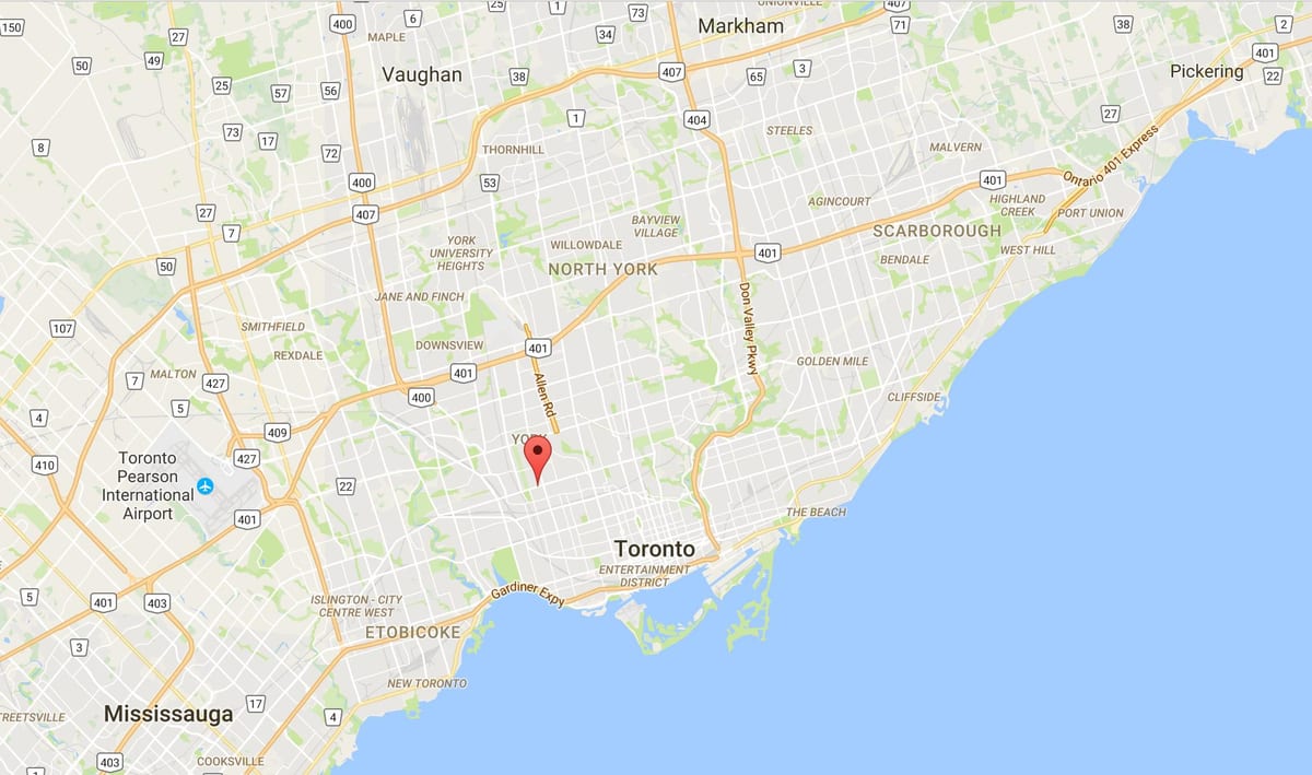 Harta de Corso Italia district Toronto