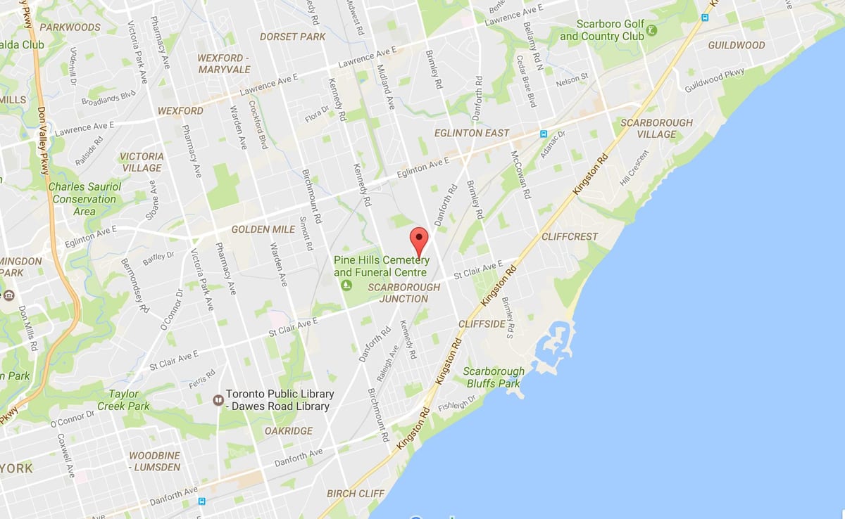 Harta Danforth road Toronto