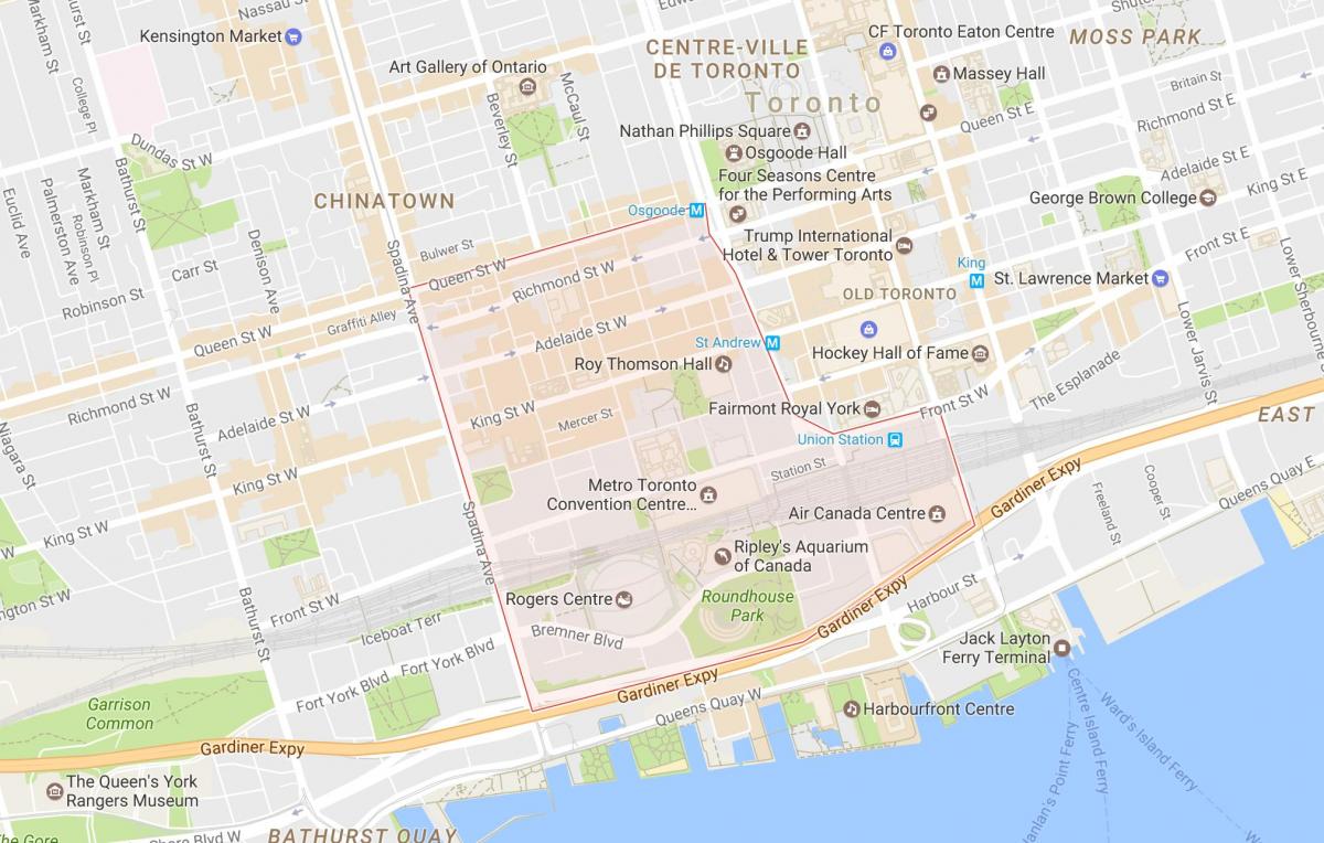 Harta cartierului de Divertisment de vecinătate Toronto