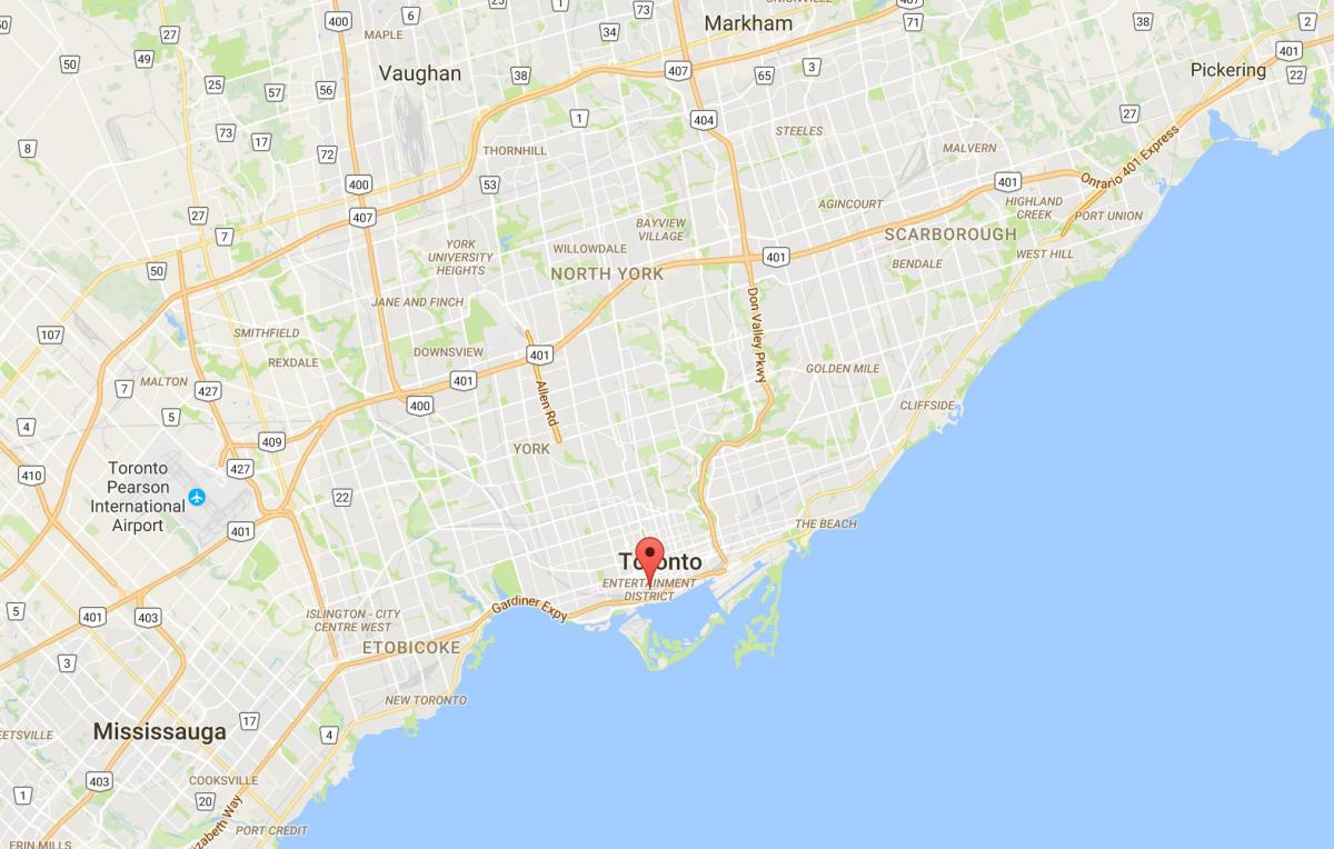 Harta cartierului de Divertisment district Toronto
