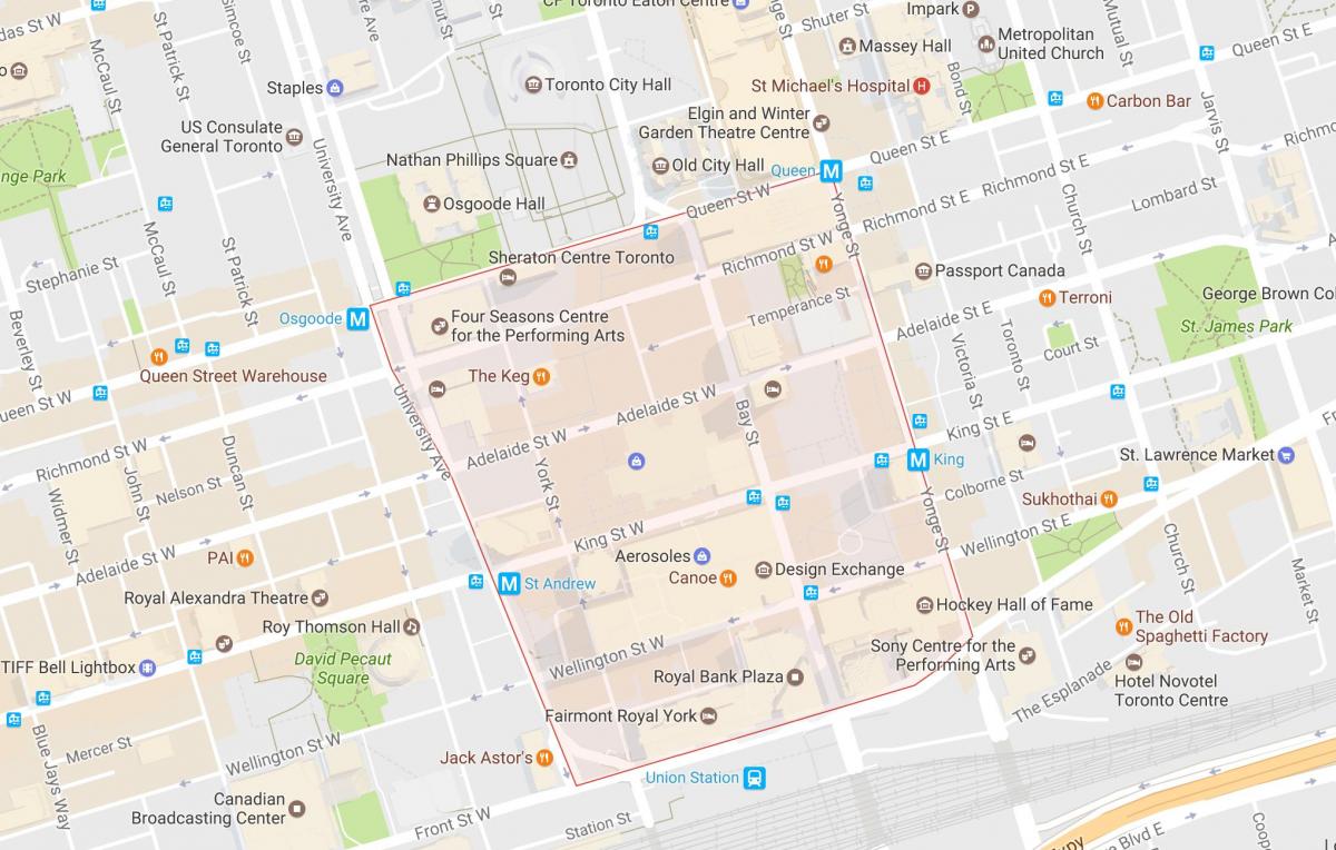 Harta Districtului Financiar de vecinătate Toronto