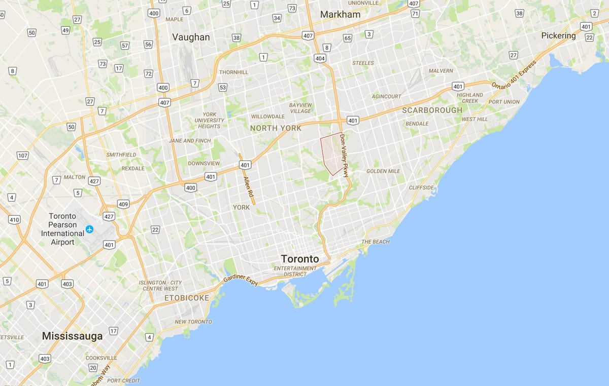 Harta Don Mills district Toronto