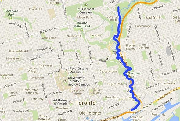 Harta Don river Toronto