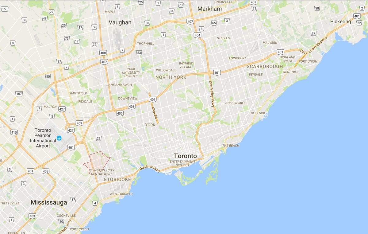 Harta Eatonville district Toronto