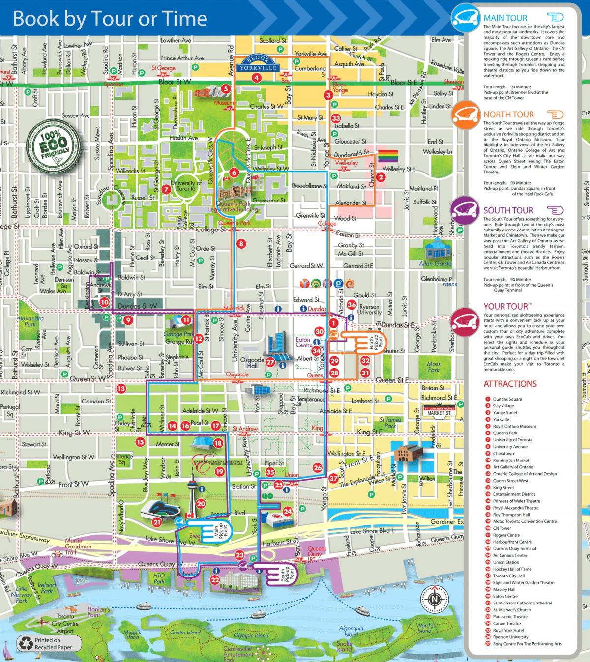 Harta Eco taxi excursii Toronto