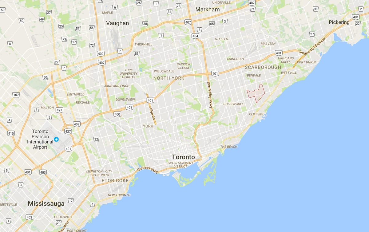 Harta Eglinton Est district Toronto