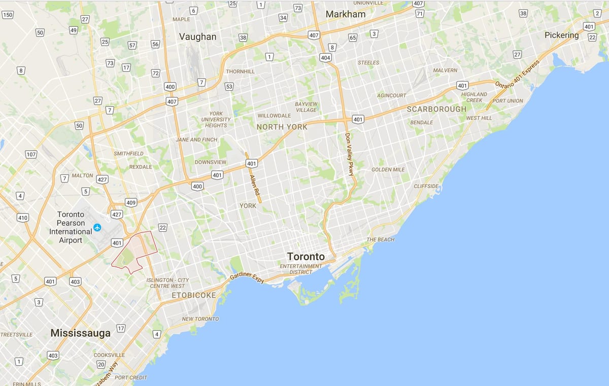 Harta Eringate district Toronto