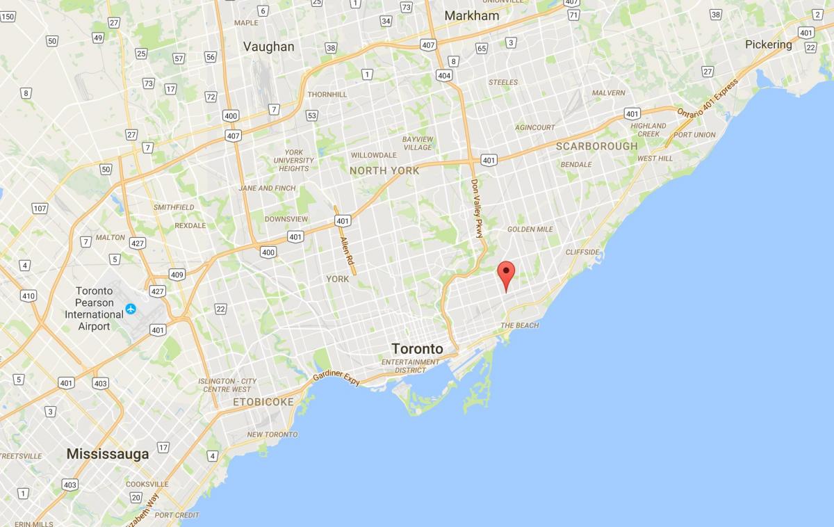 Harta de Est Danforth district Toronto