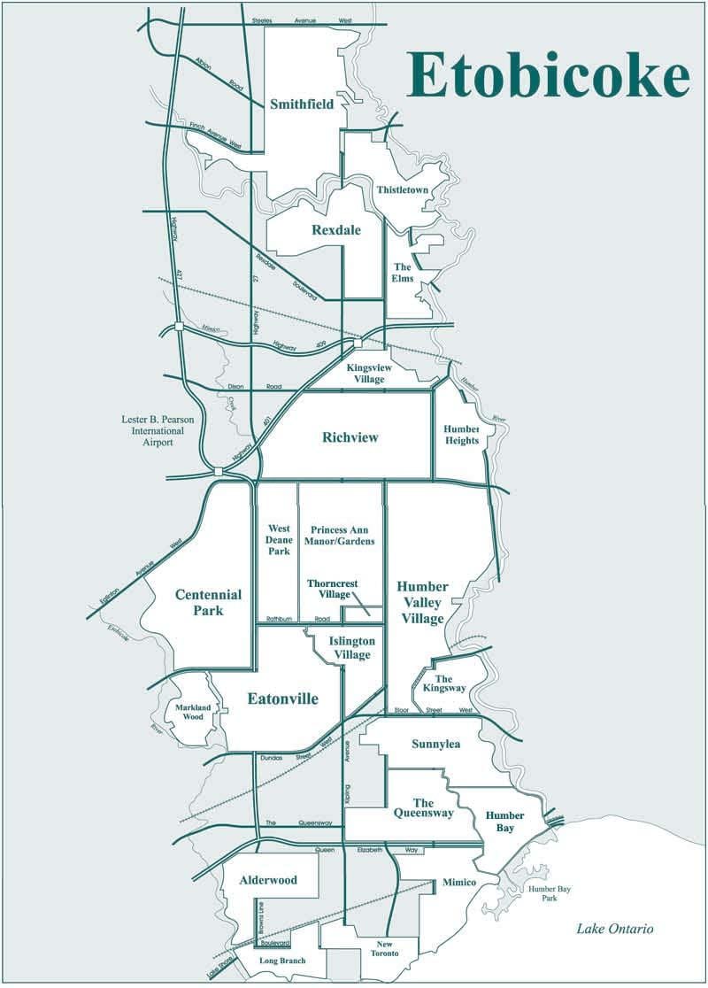 Harta Etobicoke vecinătate Toronto