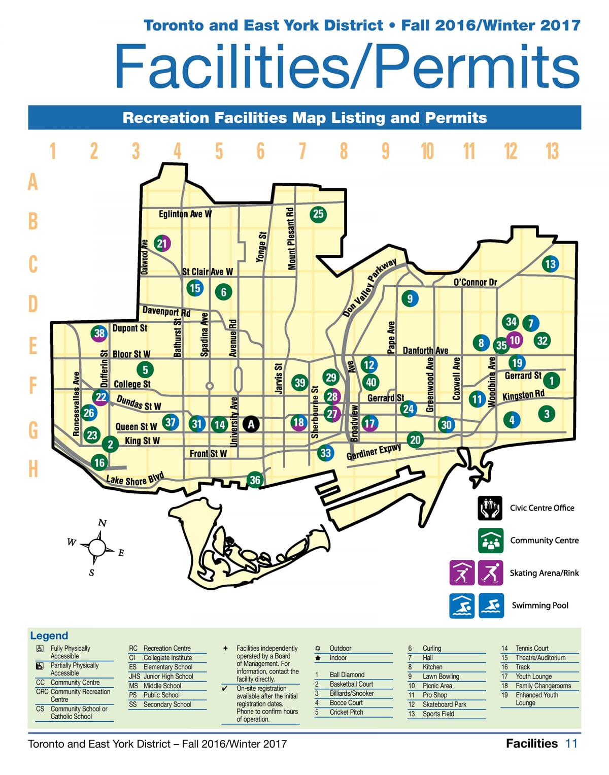 Harta facilitățile de recreere Toronto