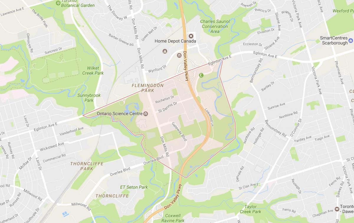 Harta Flemingdon Parc de cartier Toronto