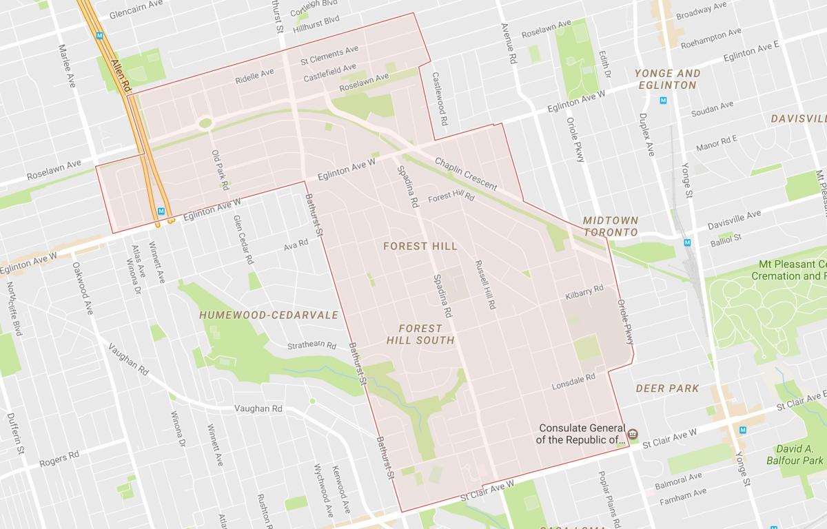 Harta Forest Hill vecinătate Toronto