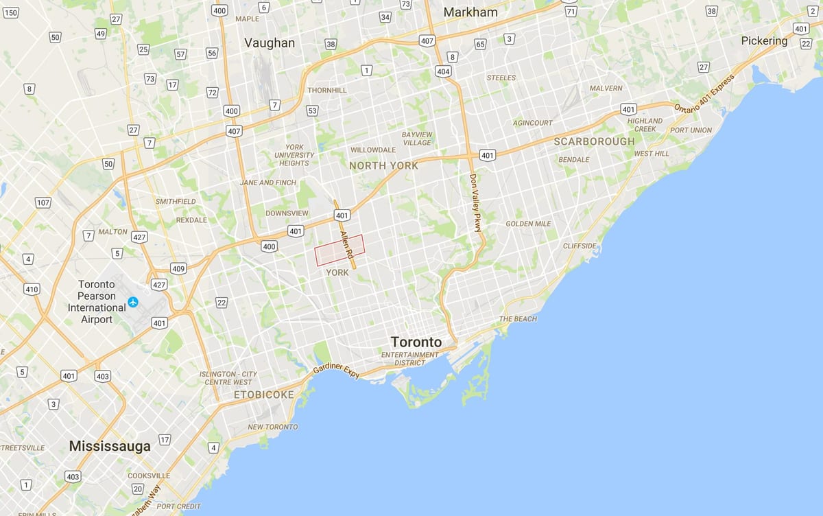 Harta Glen Park district Toronto