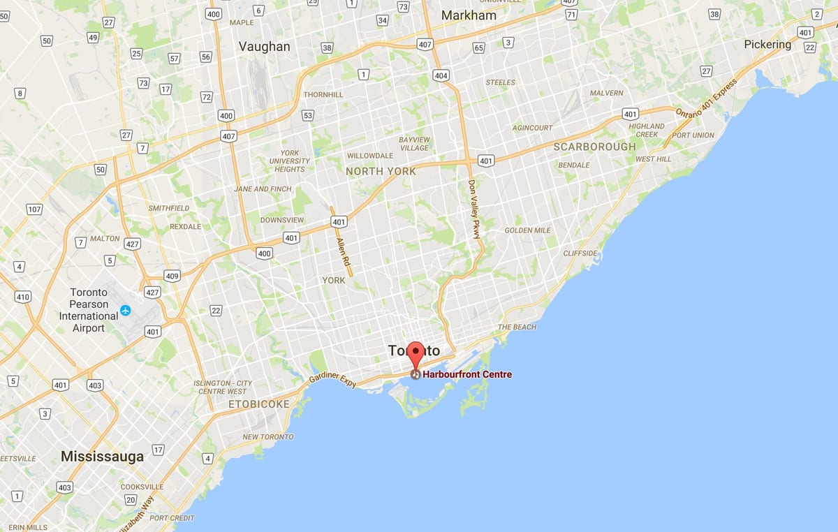 Harta Harbourfront district Toronto