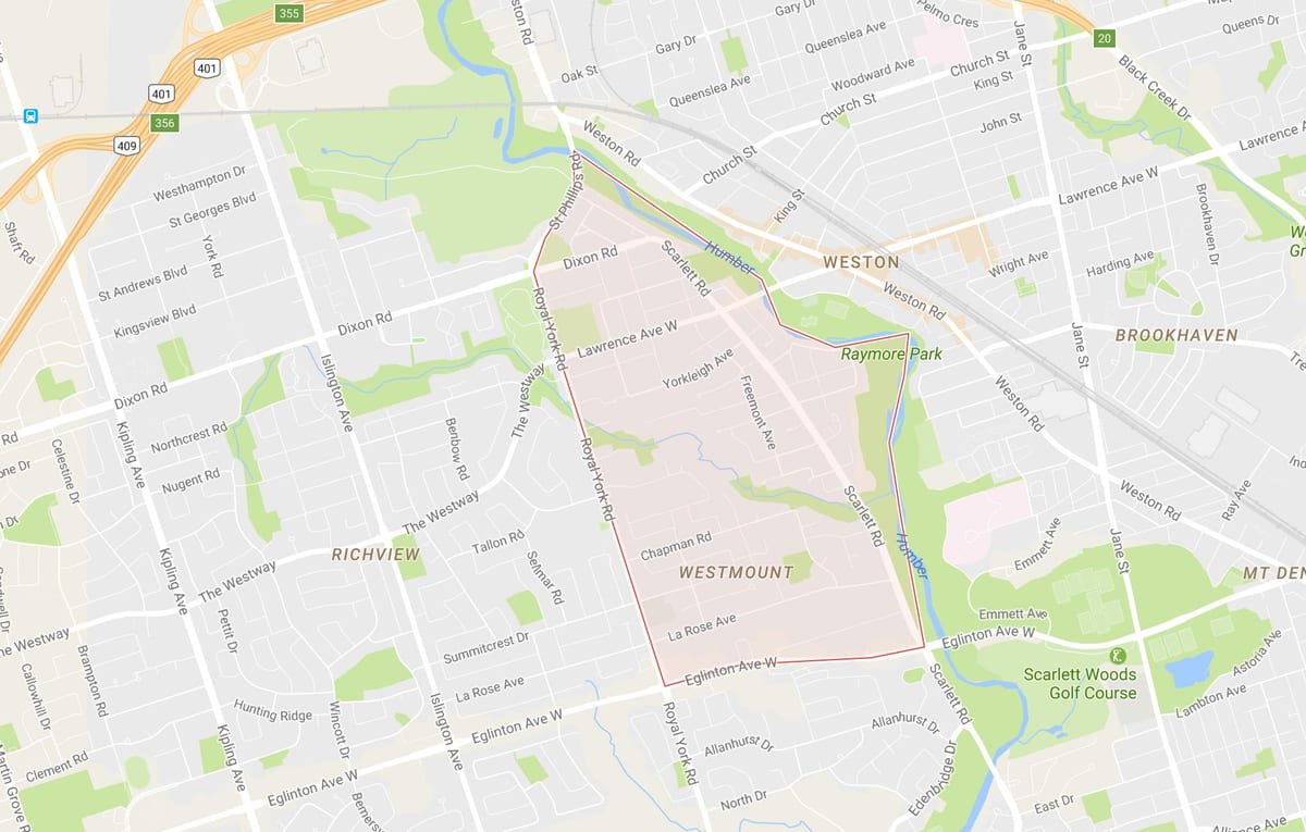 Harta Humber Heights – Westmount vecinătate Toronto